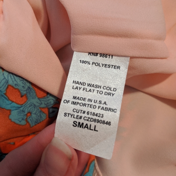 Blue & Orange Floral Rorschach Pattern Dress - Picture 6 of 6